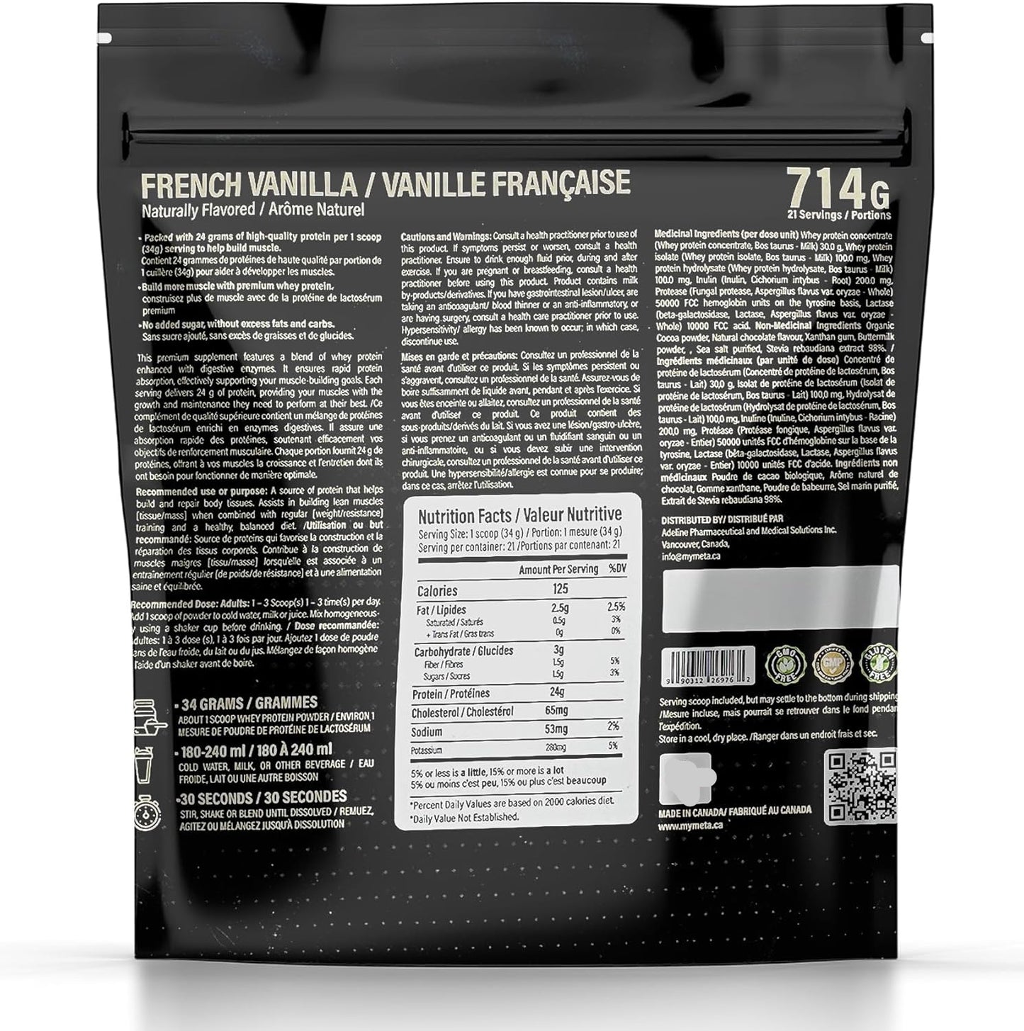 Poudre de protéines de lactosérum MetaLife Complete – Vanille française