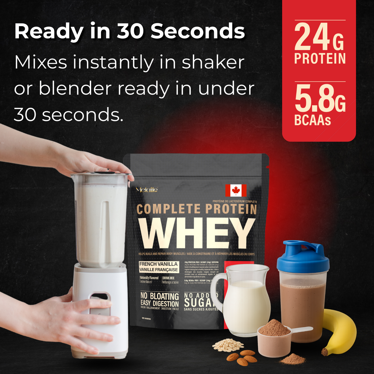 MetaLife Complete Whey Protein Powder– French Vanilla